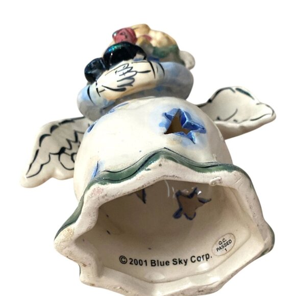 Blue Sky Heather Goldminc Angel Candle Tea Light Holder 2001 Holly Berry - Picture 7 of 7